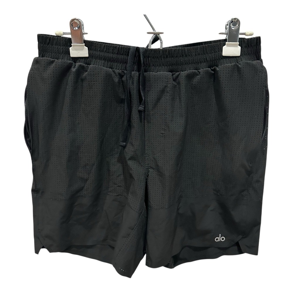 ALO Yoga Traction Shorts Lined Mens Medium Black Perforated Performance